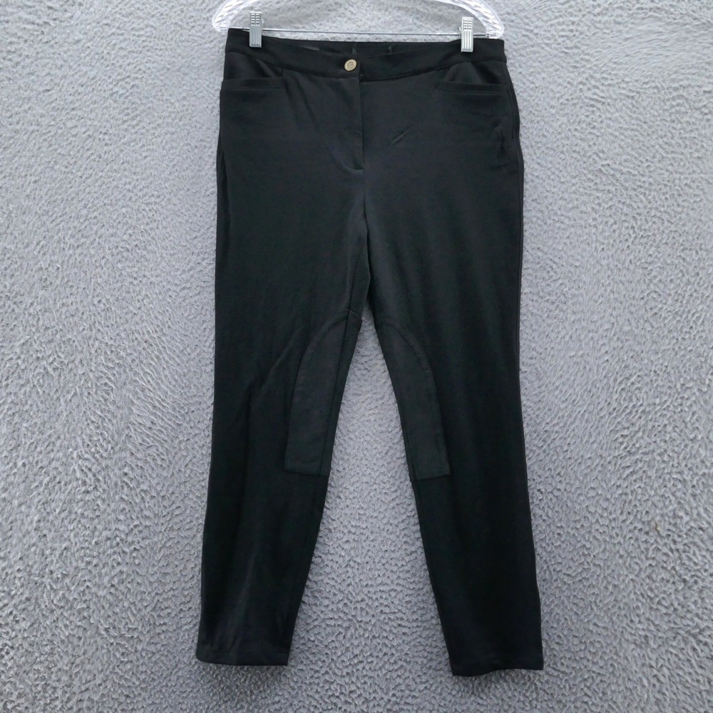 Talbots Womens 8 Petite Black Skinny Ankle Equestrian Pants Knee Patches